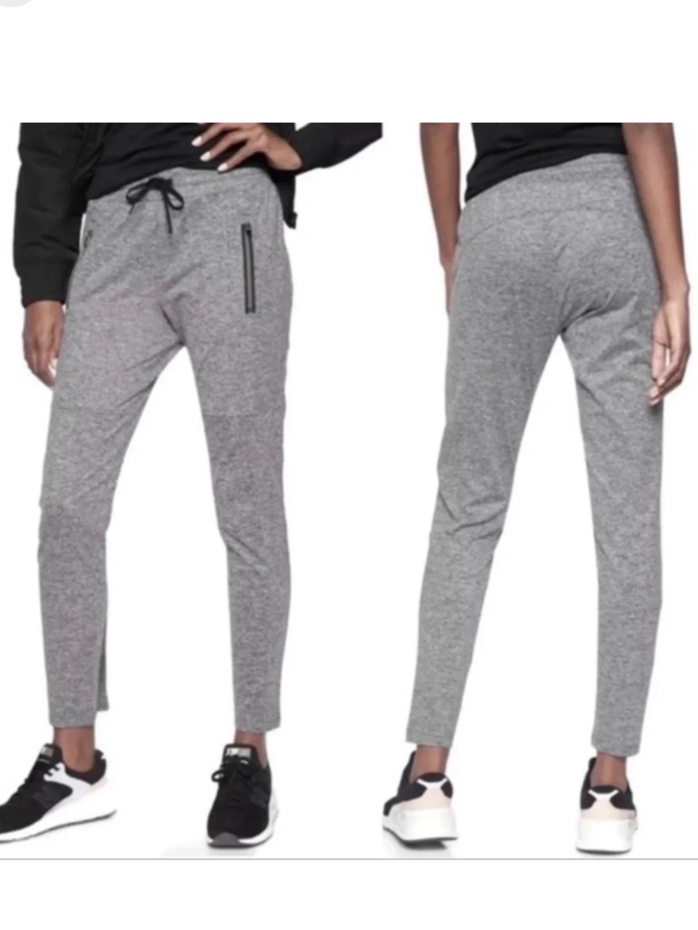 EUC Athleta Women’s Hilltop Joggers Pants Zipper Pockets Heathered Gray Size XS
